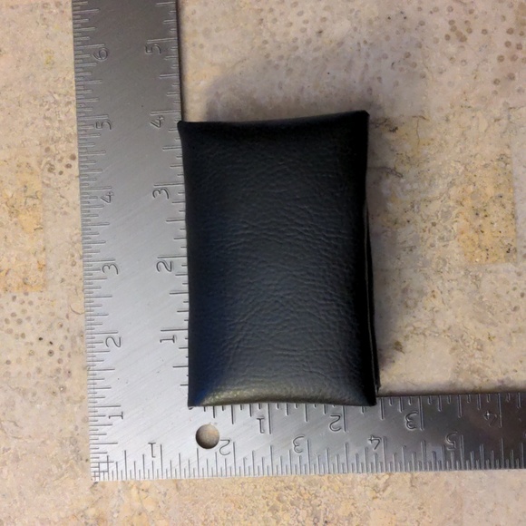 NEW! Handmade FAUX Leather Foldover  Card Holder Black/Black Antique Gold Snap - Picture 3 of 7